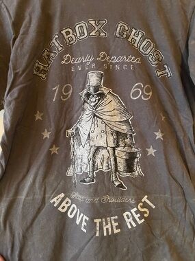 Disney Men’s Gray Haunted Mansion Hatbox Ghost Short Sleeve Tee